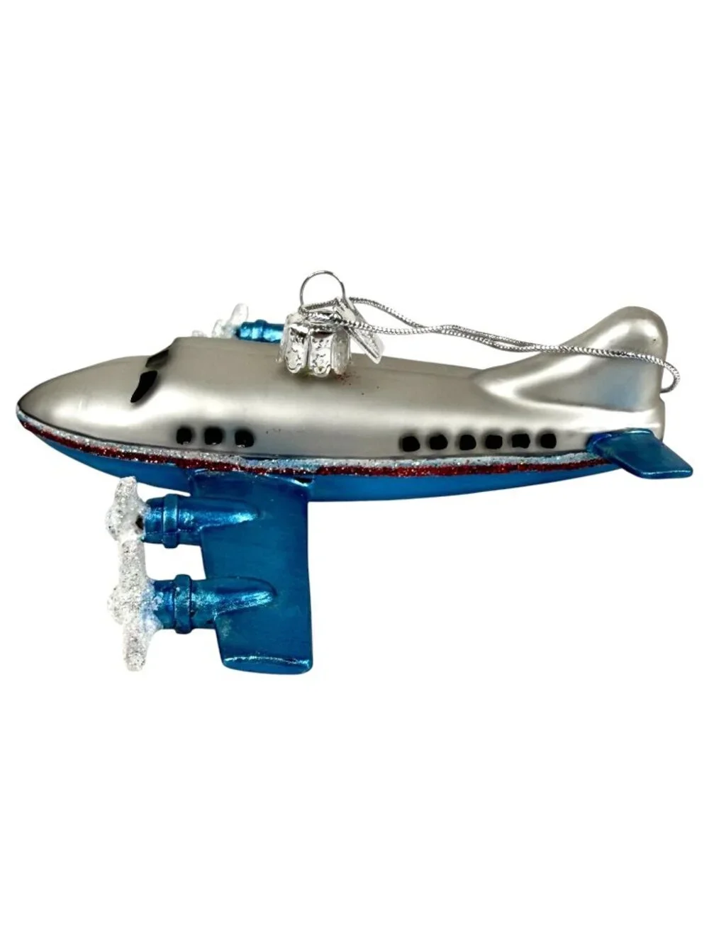 3 Kurt Adler Noble Gems Glass Airplane Christmas Ornaments 4‎ Engine Transport